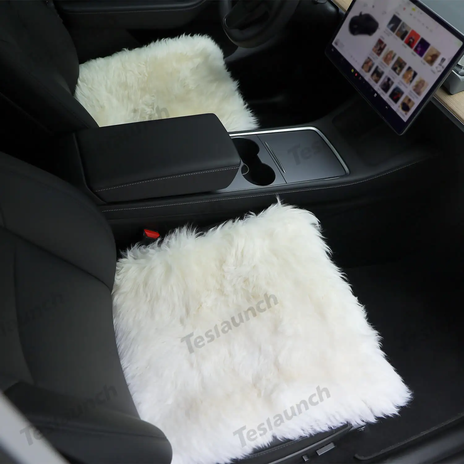 Faux Sheepskin Front Seat Covers Black/White For Tesla Model S/3/X/Y – FlagTools