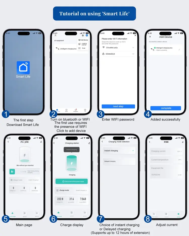 FlagTools 22KW EV Charger Tutorial on using APP Smart Life
