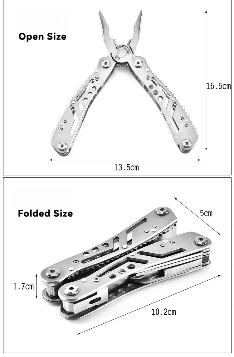 Folding Knife Pliers Size Chart