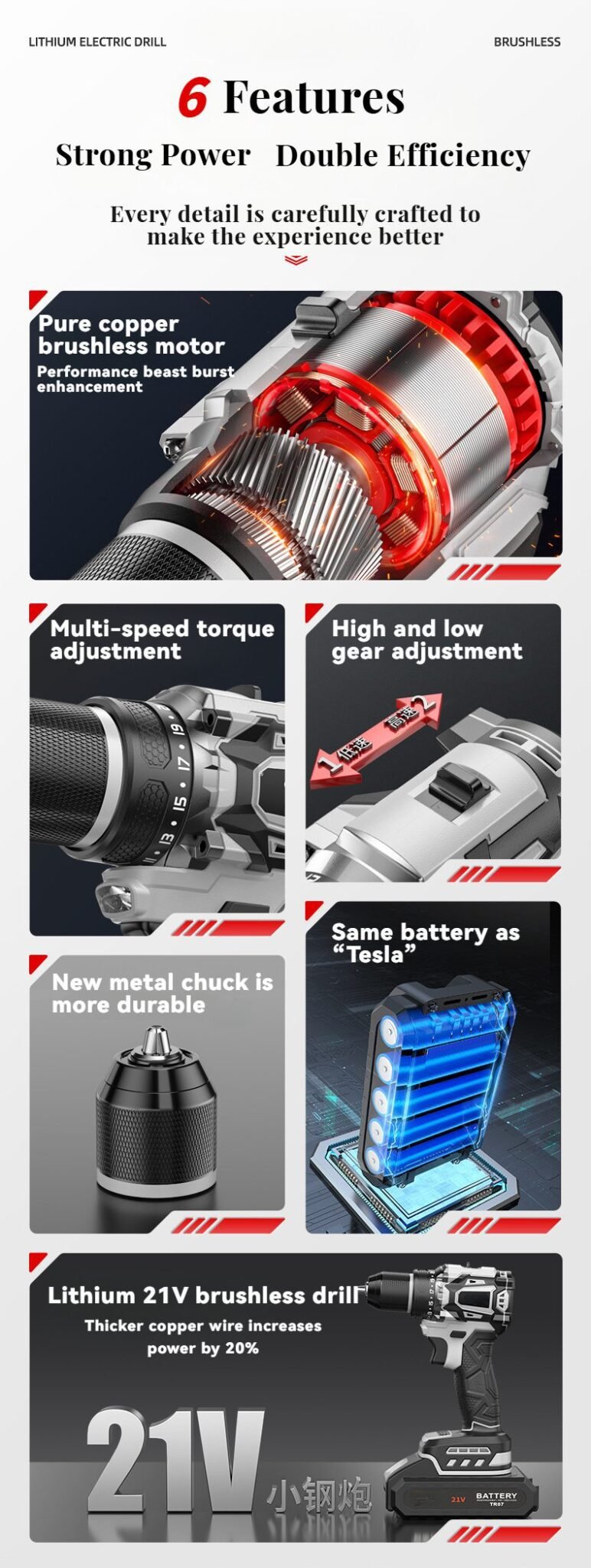 Six advantages of brushless drill